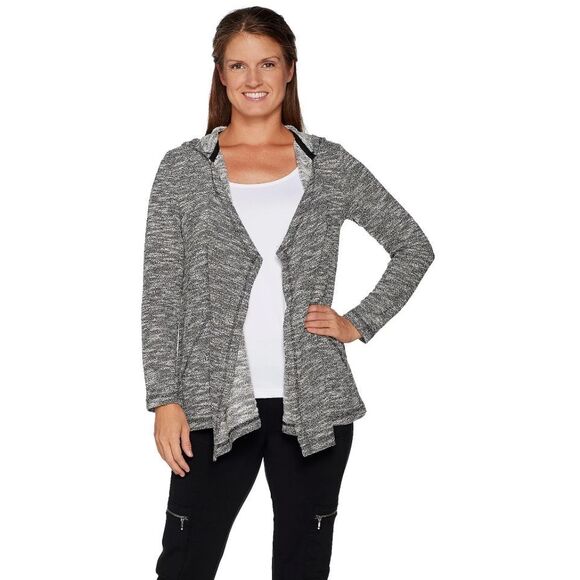 Susan Graver Womens 3X Weekend Space Dye Knit Cardigan Green Open Front NWT - Picture 2 of 4